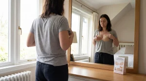 آموزش پوشیدن سوتین چسبی جلوی آینه