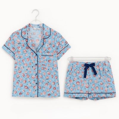 ست بلوز و شورتک نخی راحتی پنتی ترکیه