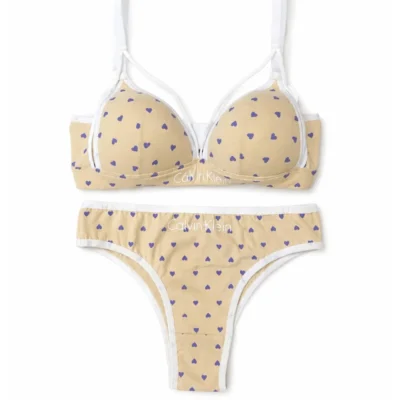 Calvin Klein cotton bra and briefs set, triangle model with harness (heart design)